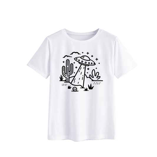 UFO and Cactus Graphic T-Shirt