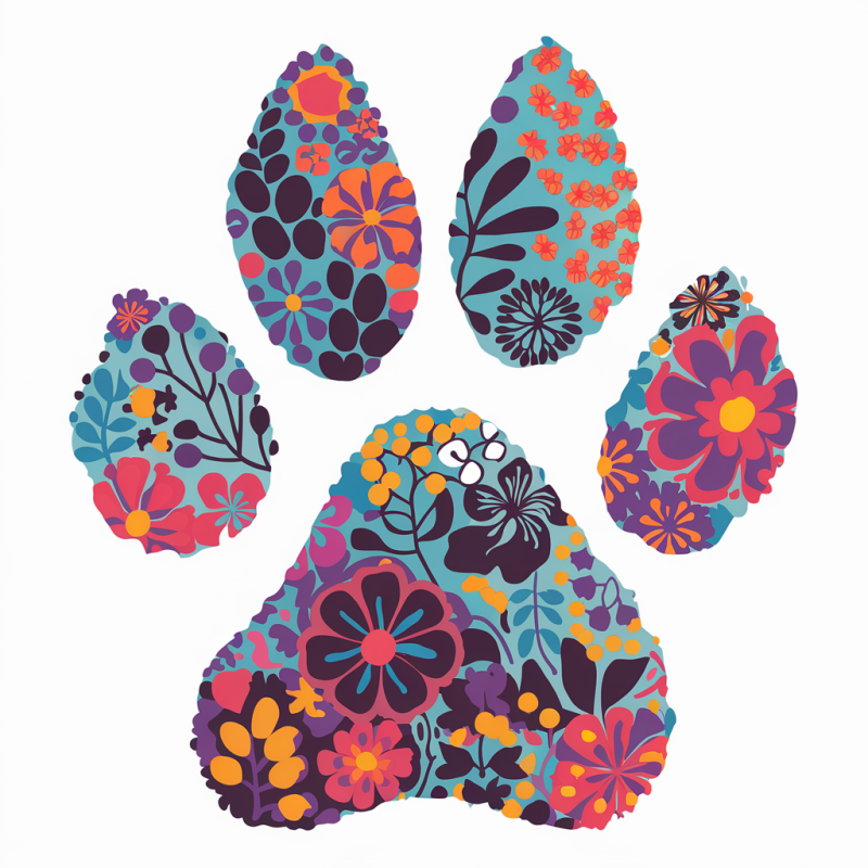 Floral Paw Print Graphic T-Shirt for Pet Lovers