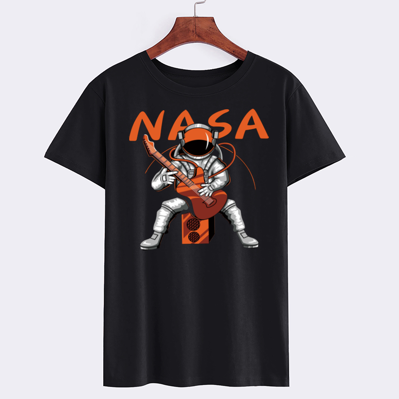 NASA Astronaut Playing Guitar Graphic T-Shirt