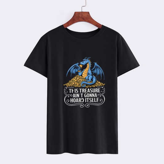 Funny Dragon Treasure Graphic T-Shirt