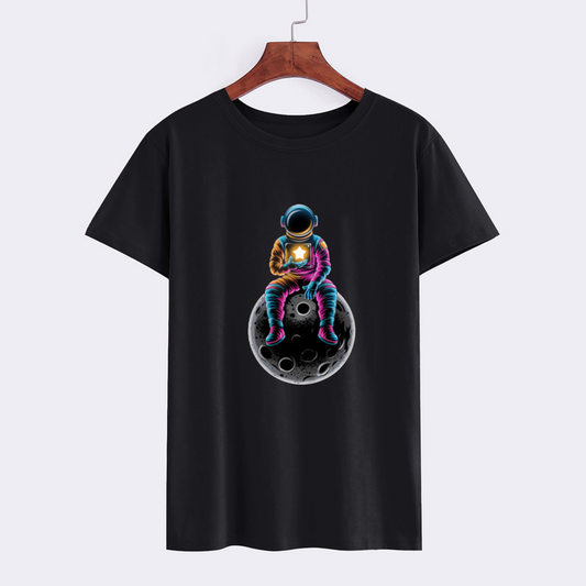 Colorful Astronaut Moon Graphic T-Shirt