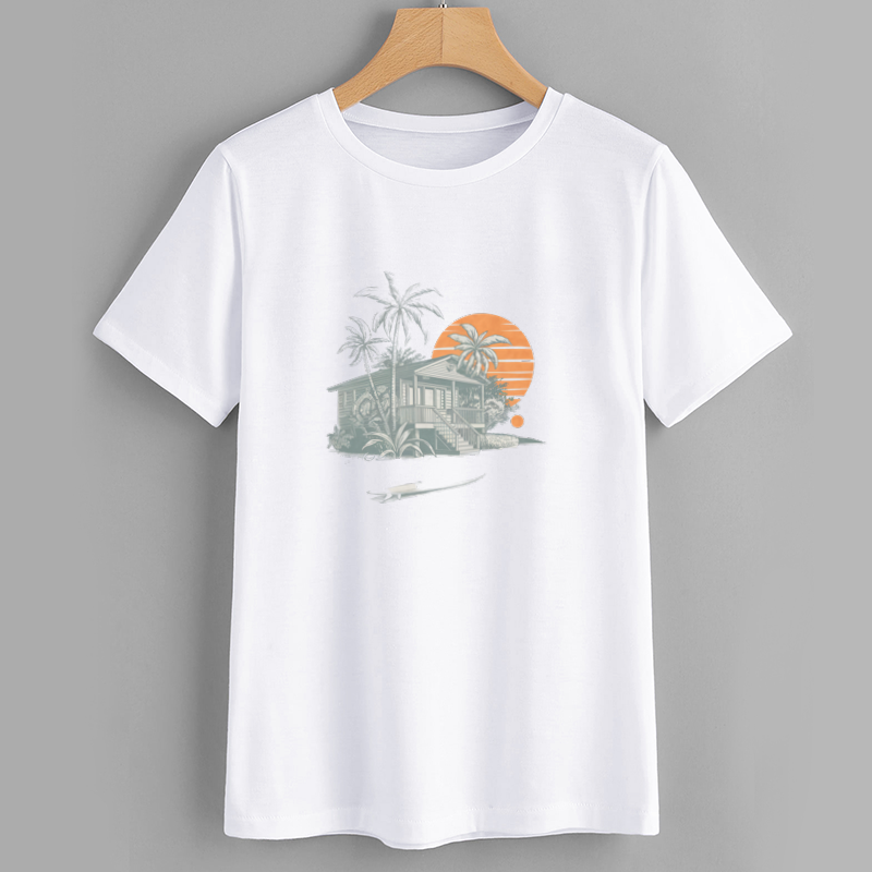 Beach House Sunset Graphic T-Shirt