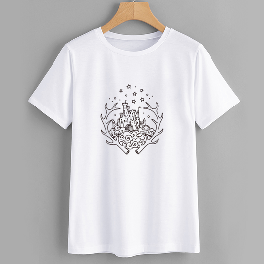 Artistic Castle Graphic Tee - Unisex White T-Shirt