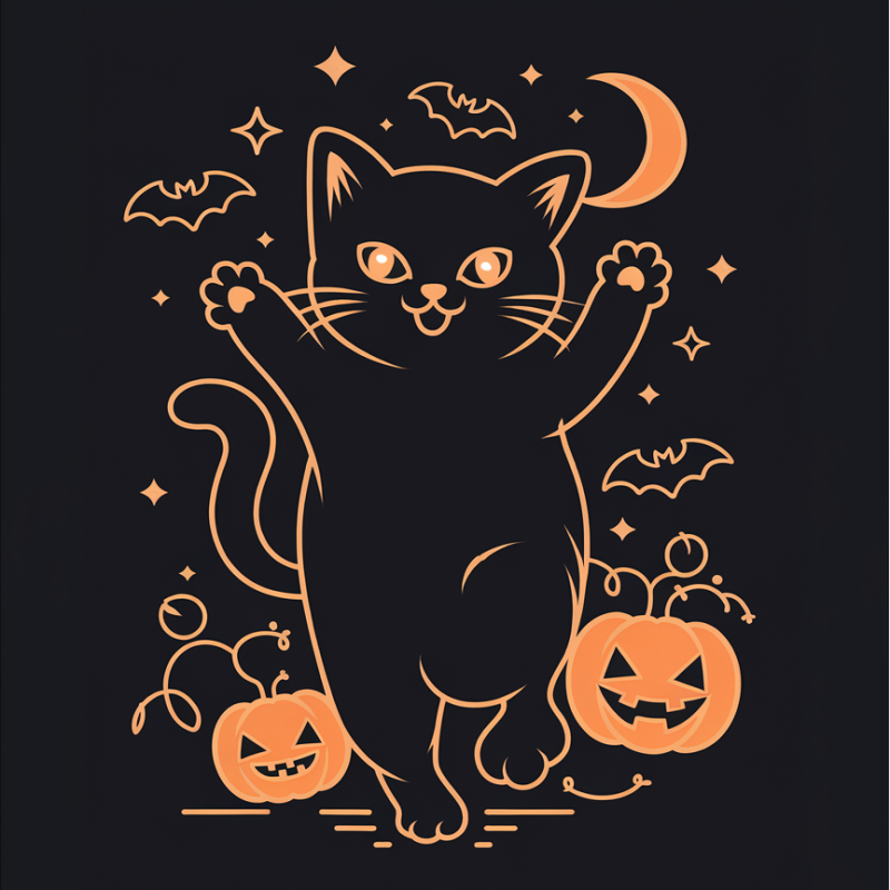 Halloween Black Cat Graphic Tee