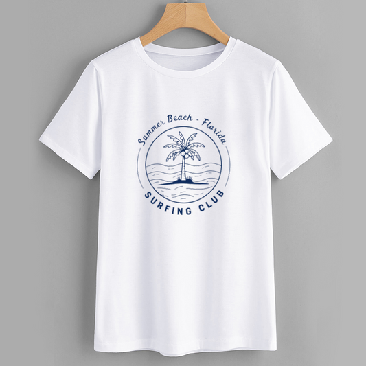 Surfing Club Palm Tree Cotton T-Shirt