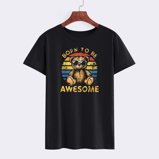 Born To Be Awesome Bear Graphic T-Shirt