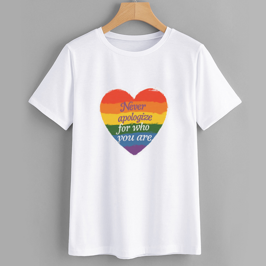 Pride Heart T-Shirt - Never Apologize for Who You Are