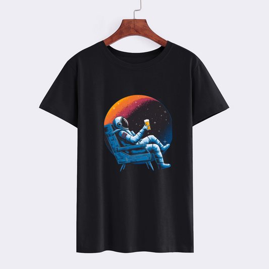 Cosmic Astronaut Relaxation Tee - Space-Themed Graphic T-Shirt
