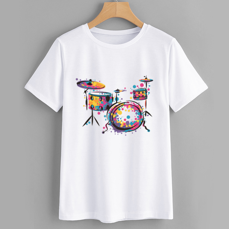 Colorful Drum Set Graphic T-Shirt