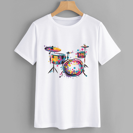 Colorful Drum Set Graphic T-Shirt