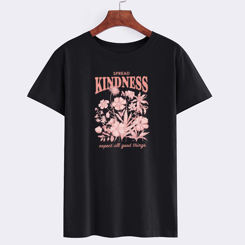 Kindness Floral Graphic Cotton T-Shirt