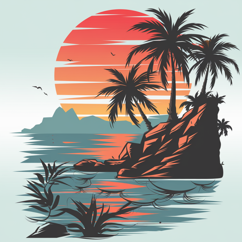 Sunset Beach Graphic T-Shirt