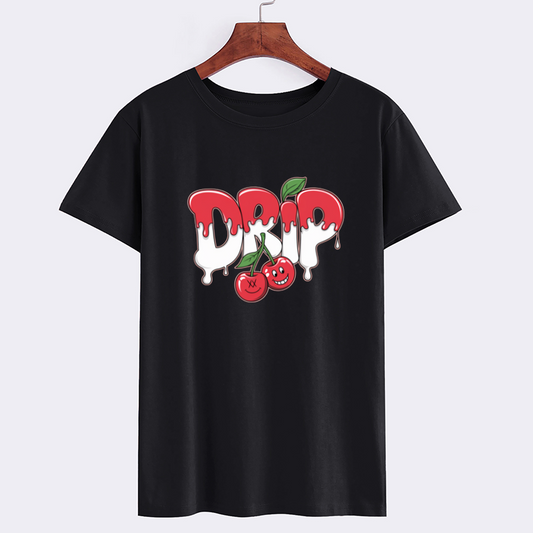 Graphic Cherry Drip Black T-Shirt