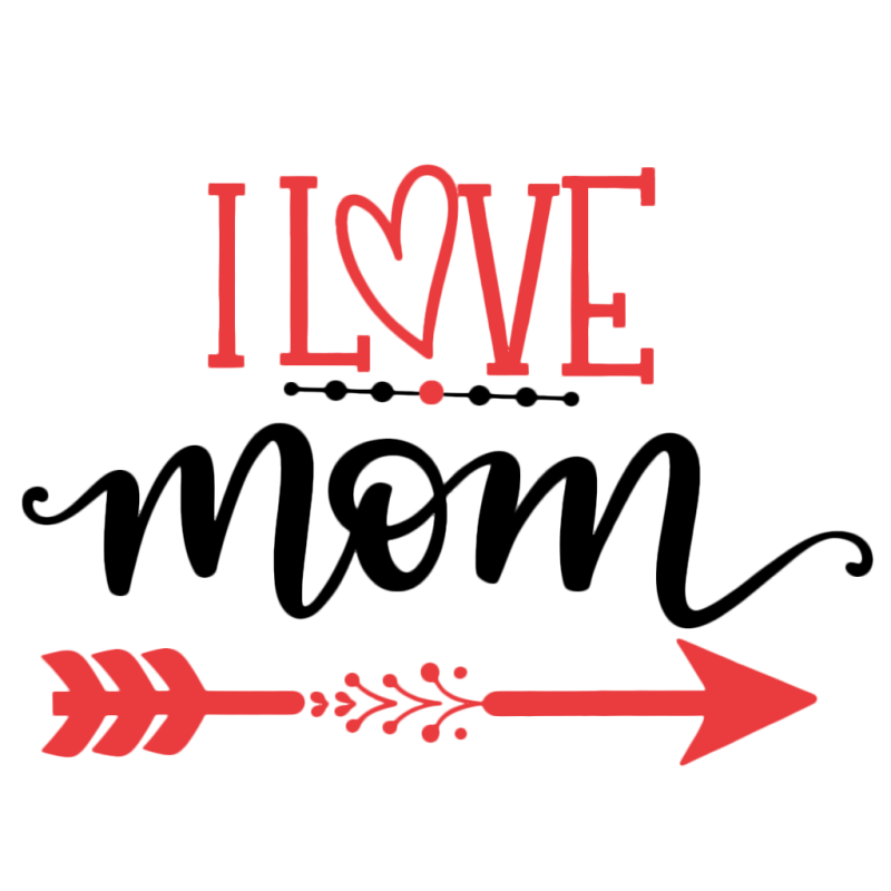 Cotton I Love Mom Graphic Tee Shirt