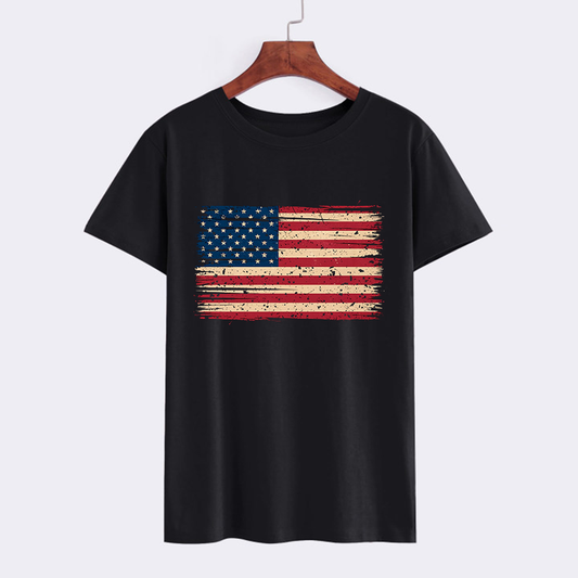 Men's Distressed American Flag Graphic T-Shirt