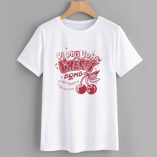 Pi Phi Cherry Bomb Graphic Cotton T-Shirt