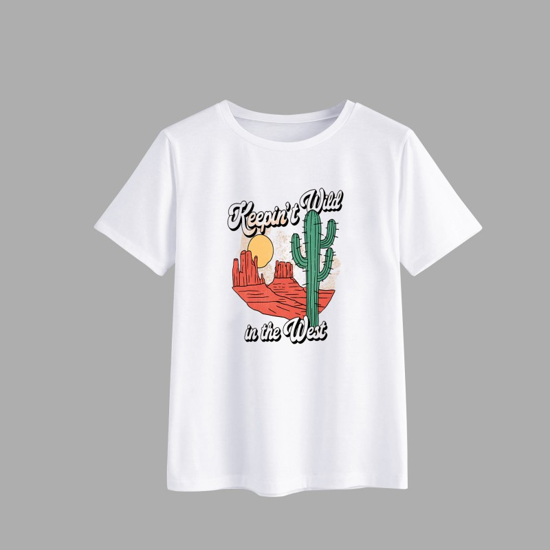 Keepin' Wild Cactus Graphic T-Shirt for Casual Style