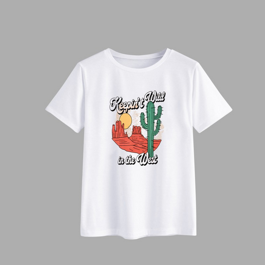 Keepin' Wild Cactus Graphic T-Shirt for Casual Style