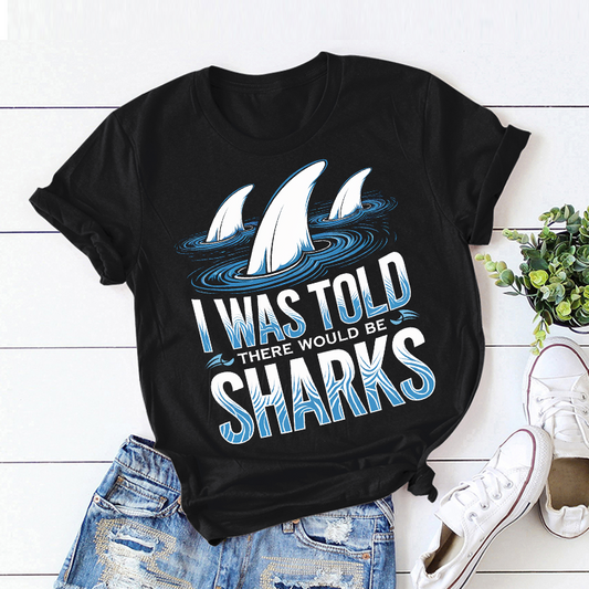Casual Patterned Shark T-shirt