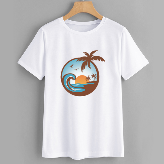 Sunset Wave Palm Tree Graphic T-Shirt
