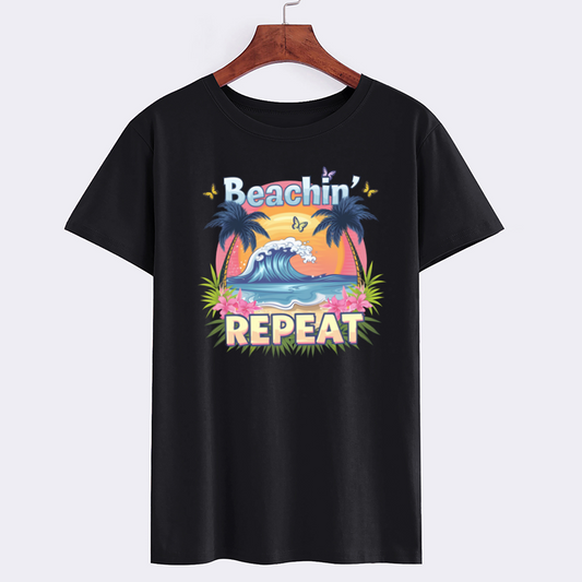 Beachin' Repeat Graphic T-Shirt - Summer Tropical Tee