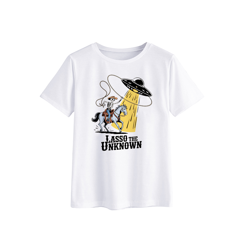 Skeleton Cowboy Lasso the Unknown Graphic T-Shirt
