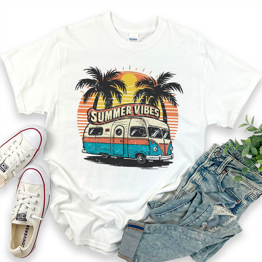 Summer RV Seaside Vacation Print T-shirt