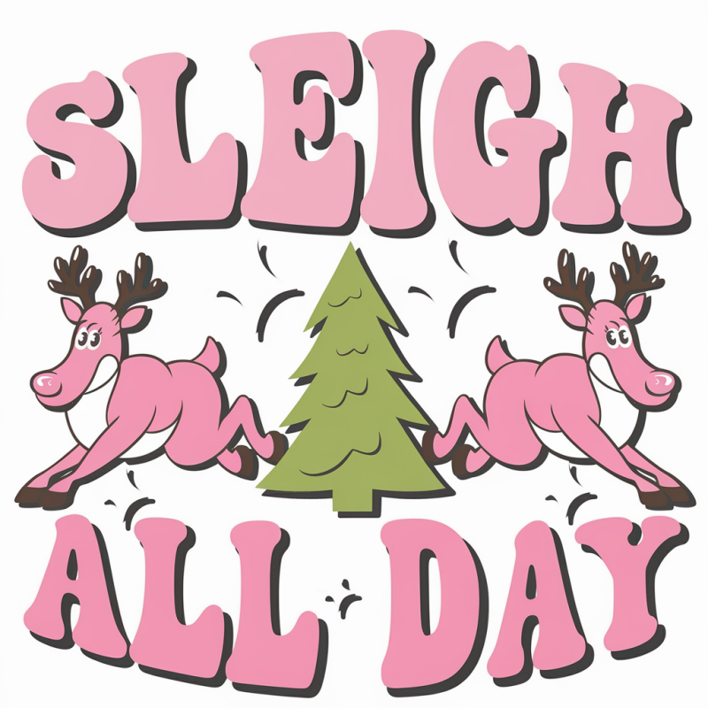 Sleigh All Day Reindeer Graphic T-Shirt