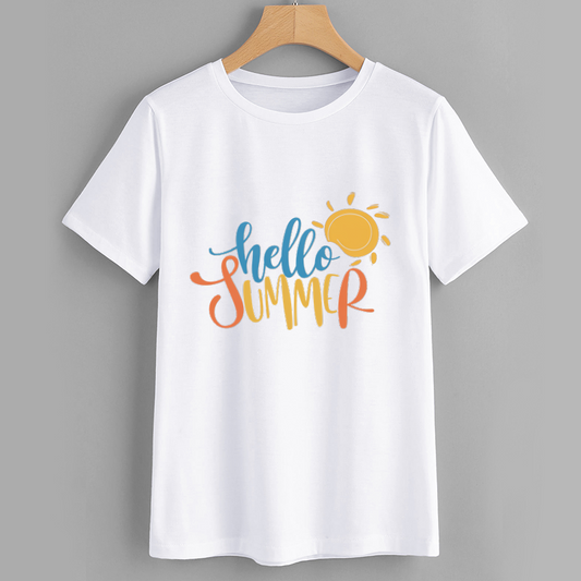 Hello Summer Graphic Tee - Casual White T-Shirt