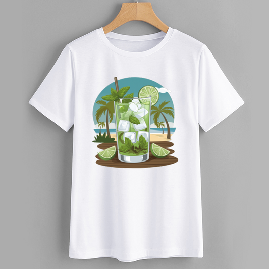Summer Mojito Beach Graphic Cotton T-Shirt