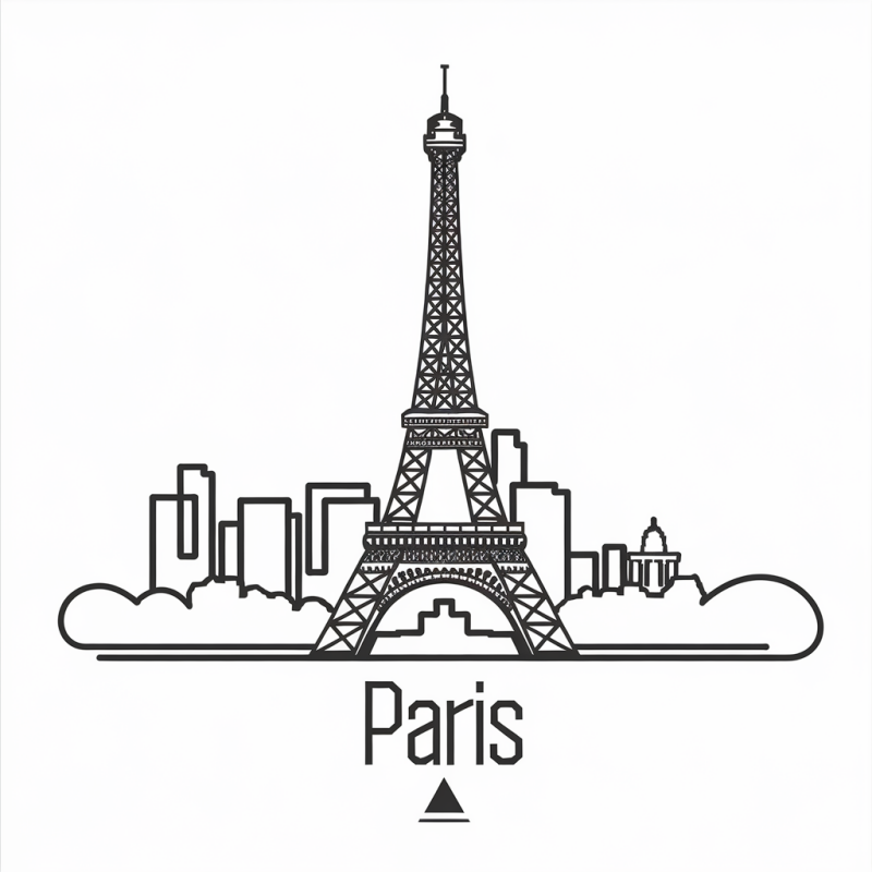 Eiffel Tower Graphic T-shirt - Paris Skyline Design