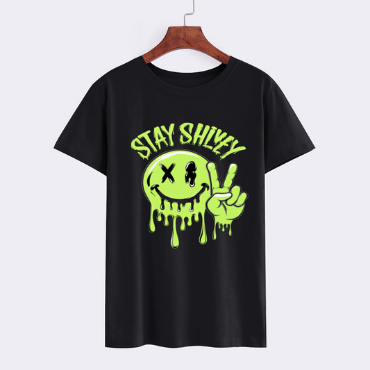 Stay Shivey Graphic Tee - Unisex Black Smiley Face T-Shirt