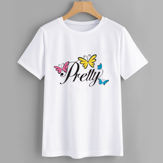 Pretty Girl Butterfly Graphic T-Shirt