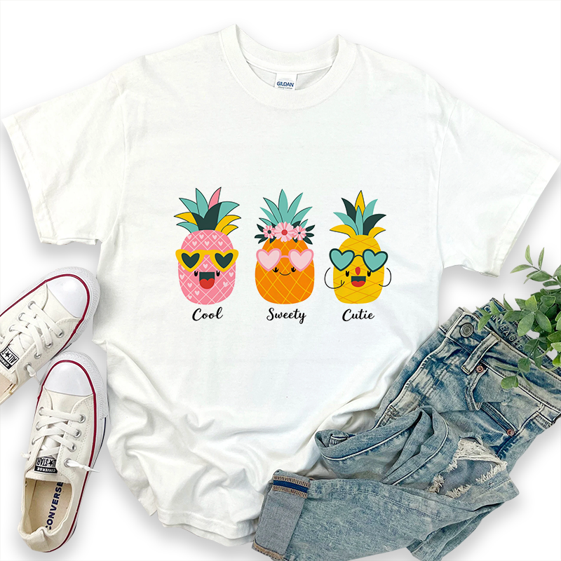 Cartoon Pineapple Print Casual T-shirt