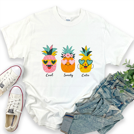 Cartoon Pineapple Print Casual T-shirt