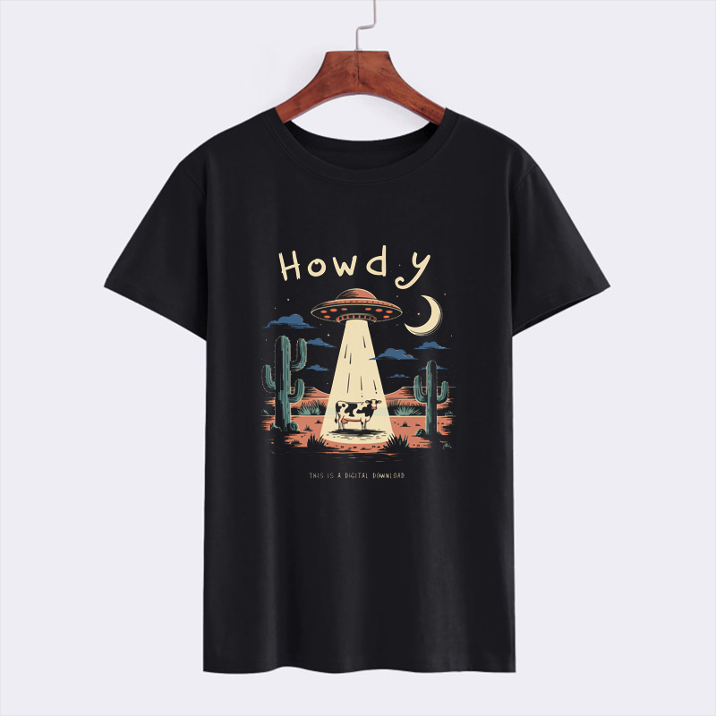 Howdy UFO Graphic T-shirt - Unique Fun Design for Casual Wear