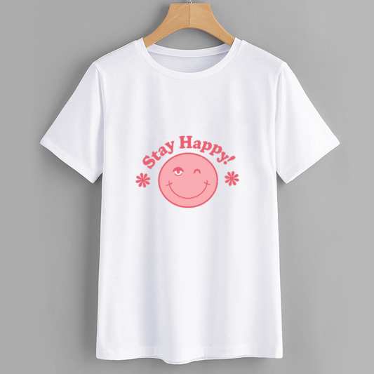 StayHappy Cotton Graphic T-Shirt