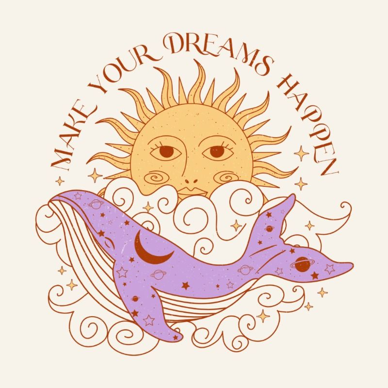Sun and Whale Dream Motivational Graphic T-Shirt
