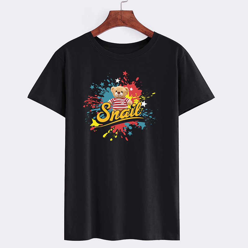Cute Snail and Bear Graphic T-Shirt