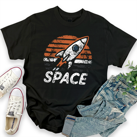 Space Pattern Top with Rocket Element