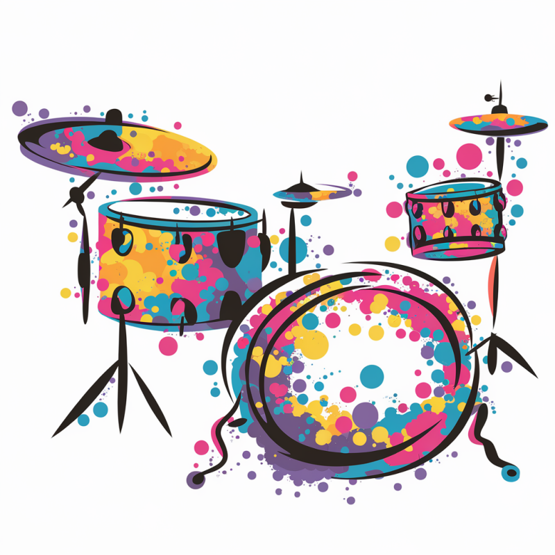 Colorful Drum Set Graphic T-Shirt