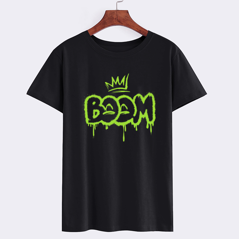 BOOM Graphic Black T-Shirt with Drip Effect