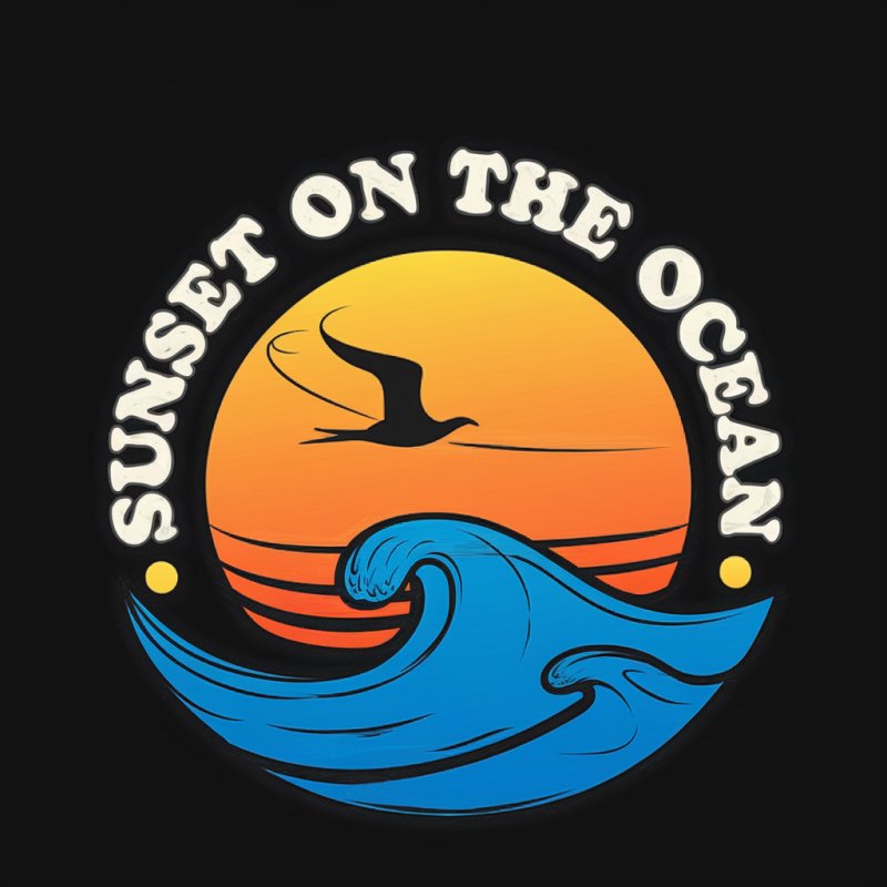 Sunset Ocean Wave Graphic Cotton T-Shirt