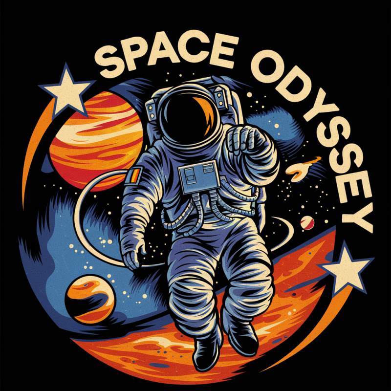 Space Odyssey Astronaut Graphic T-Shirt