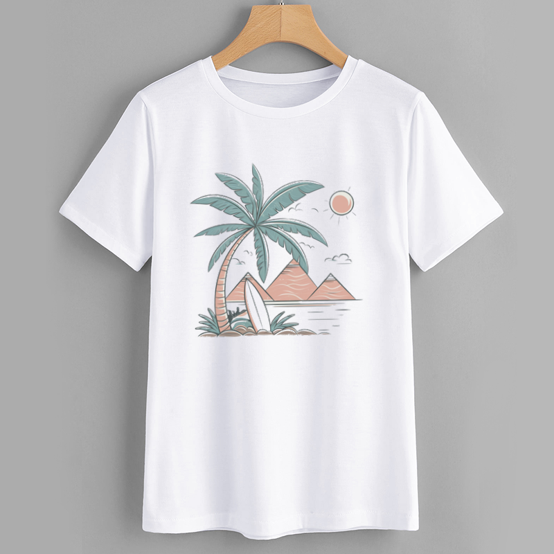 Tropic Surf Cotton White T-Shirt