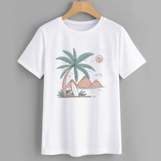 Tropic Surf Cotton White T-Shirt