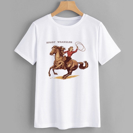 Heart Wrangler Cowgirl T-Shirt - Vintage Rodeo Graphic Tee
