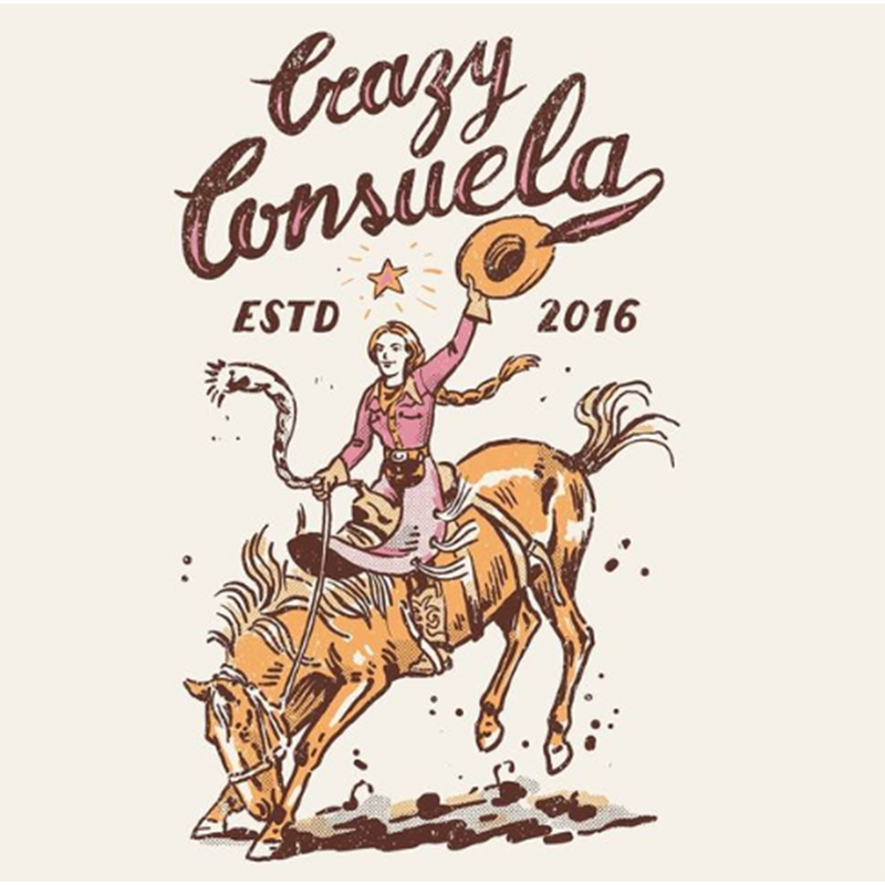 Crazy Consuela Cowgirl Riding Horse T-Shirt
