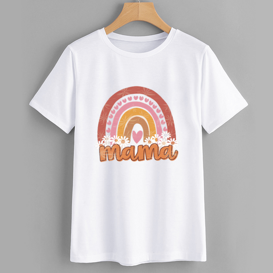 Mama Rainbow Graphic T-Shirt with Floral Design