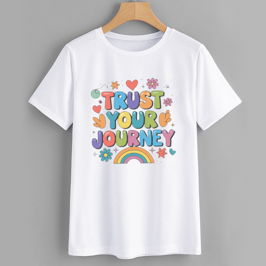 Retro Trust Your Journey Cotton Graphic T-Shirt